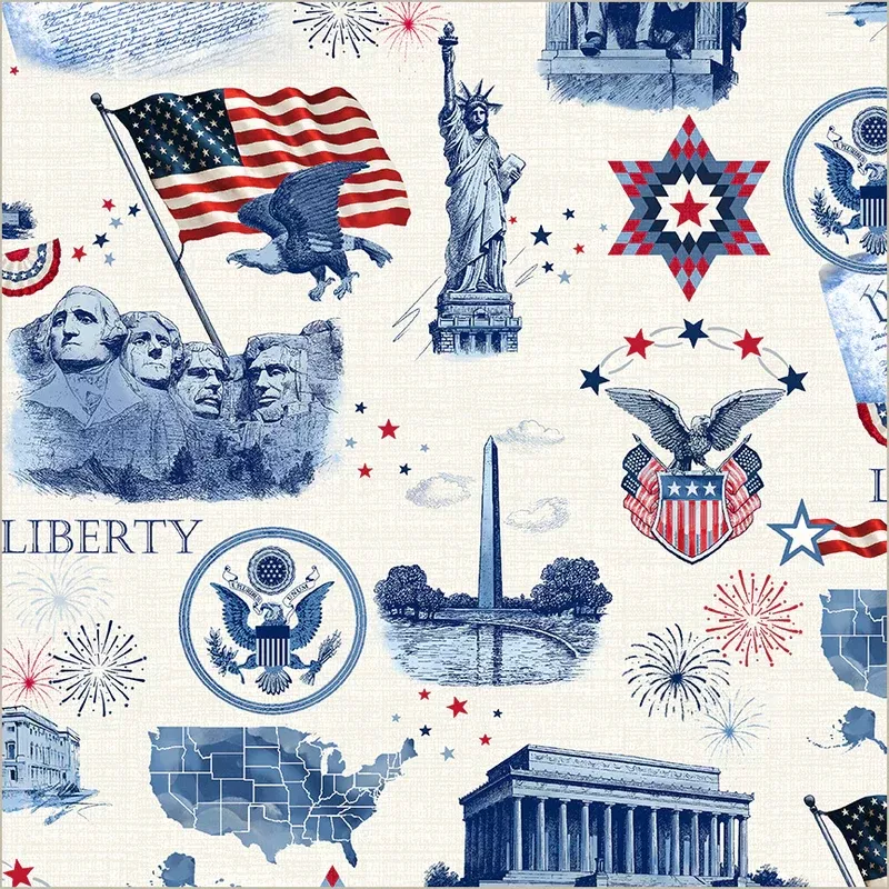 Windham Fabrics American Tribute Whistler Studios Majestic America White 55287-2