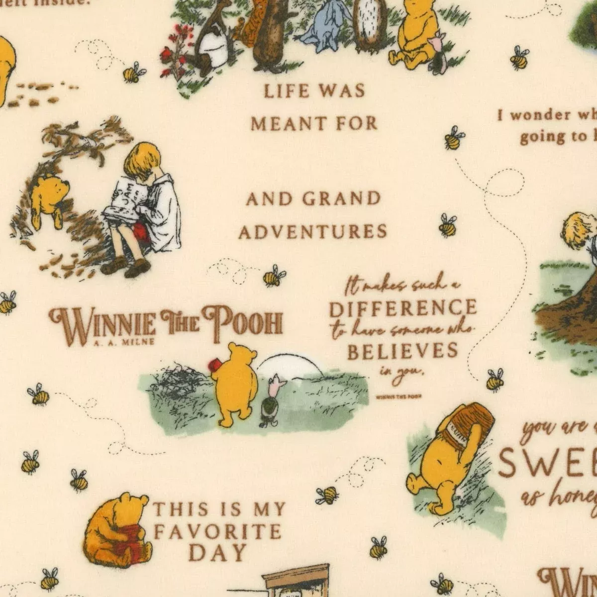 Winnie the Pooh Flannel F17502-CREAM for Riley Blake Designs