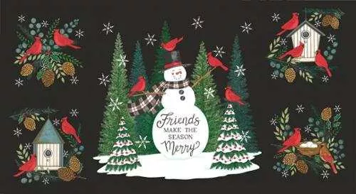 Winter Friends Charcoal Black Panel 56139 18 by Deb Strain for Moda Fabrics