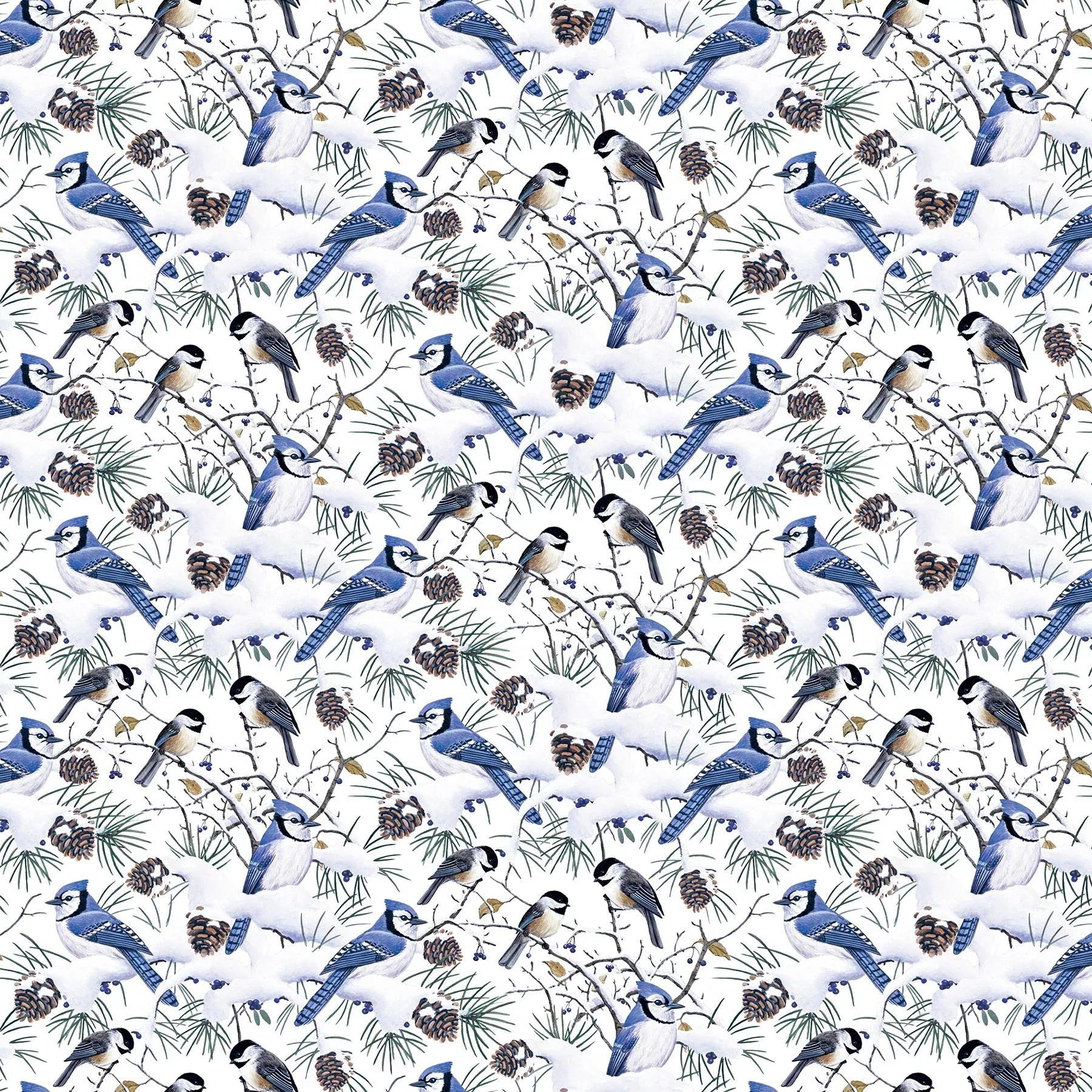 Winter Jays Flannel | F27196-42 | Art Brand Holdings for Northcott Fabrics