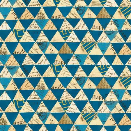 Wish - Peacock Collaged Triangles - Linen Cotton