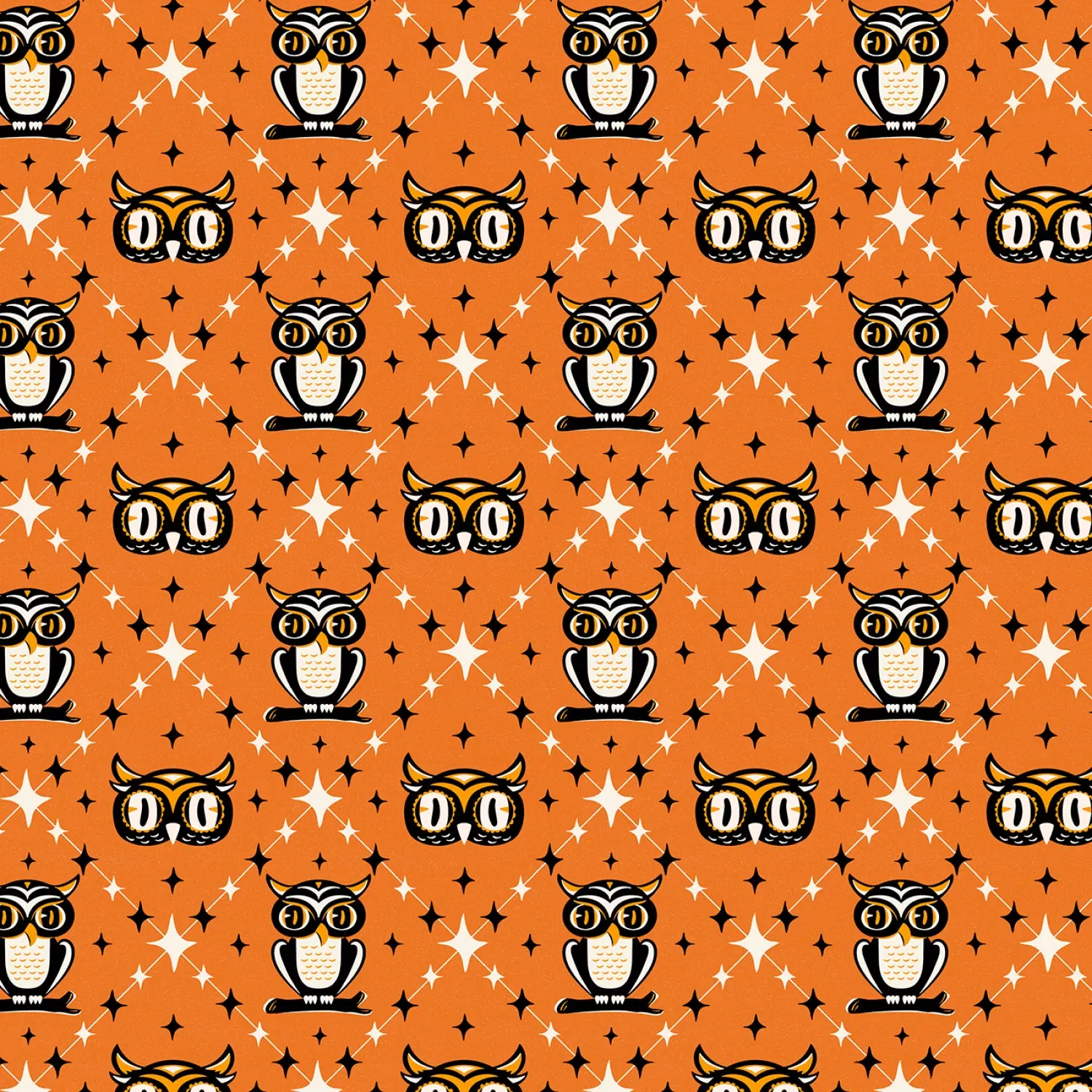 Witching Hour | Owl Argyle Orange | Heather Dutton for P&B Textiles