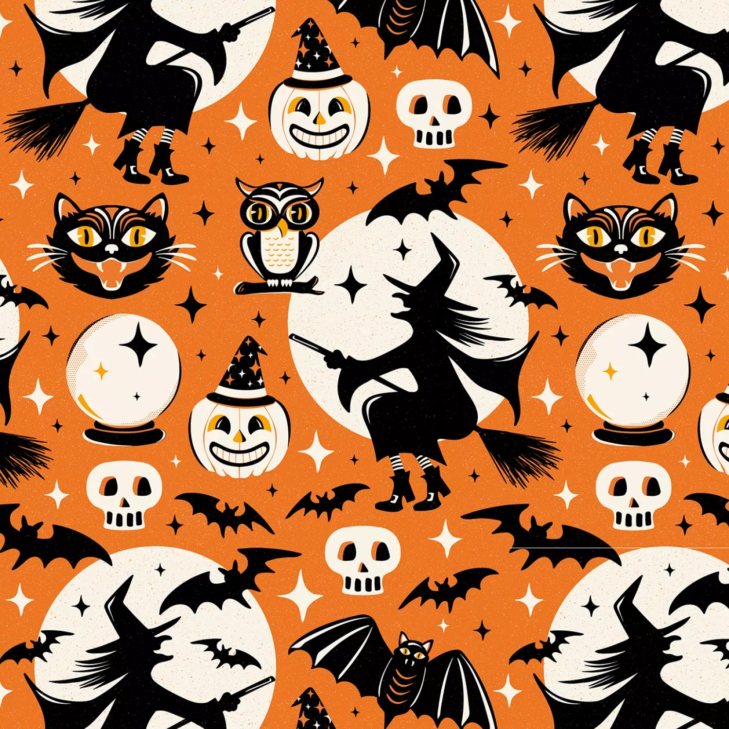 Witching Hour | Witchy Wonders Allover Orange| Heather Dutton for P&B Textiles