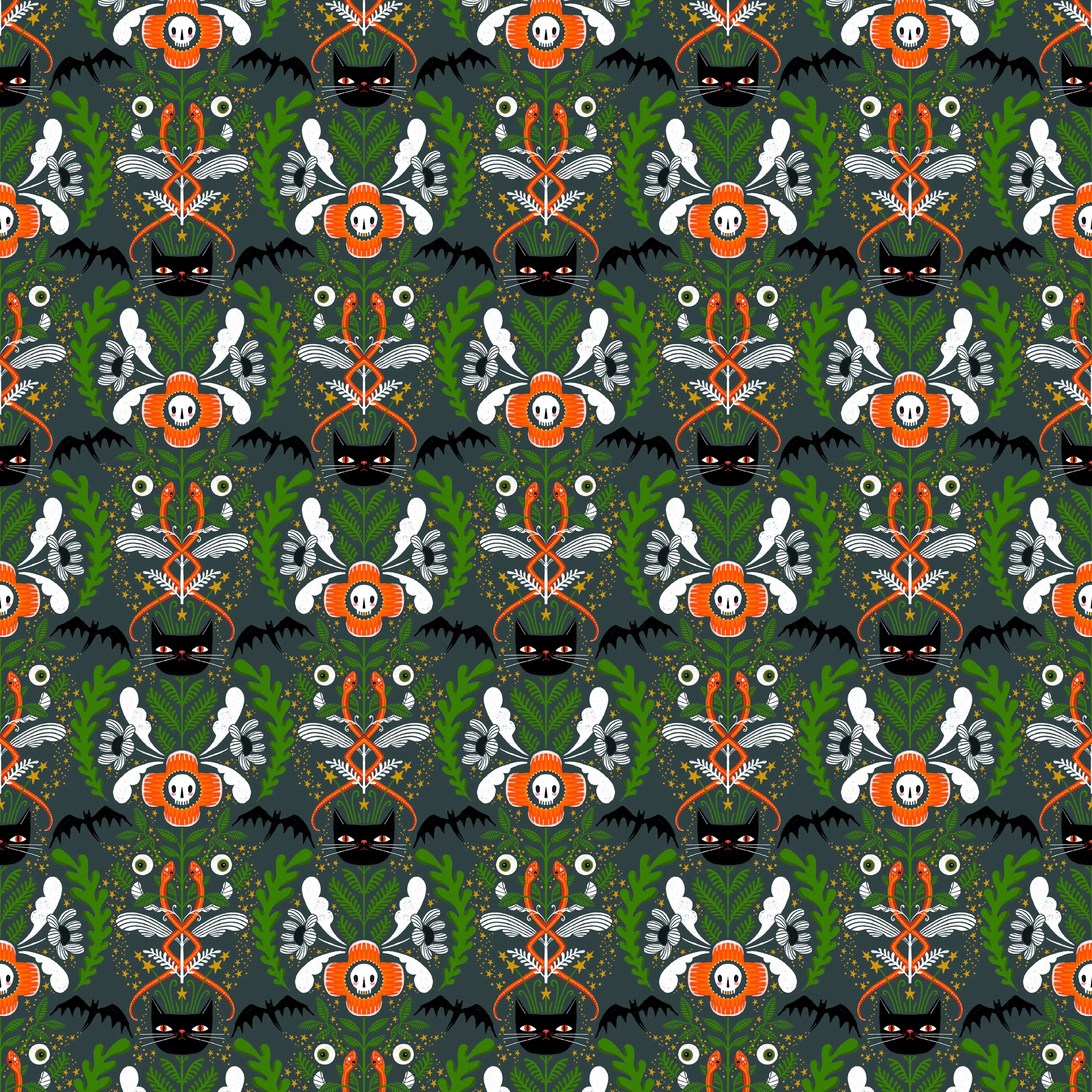 Witchy Ways | Cat Tower - Gray by Cori Dantini for FreeSpirit Fabrics | PWCD141.XGRAY