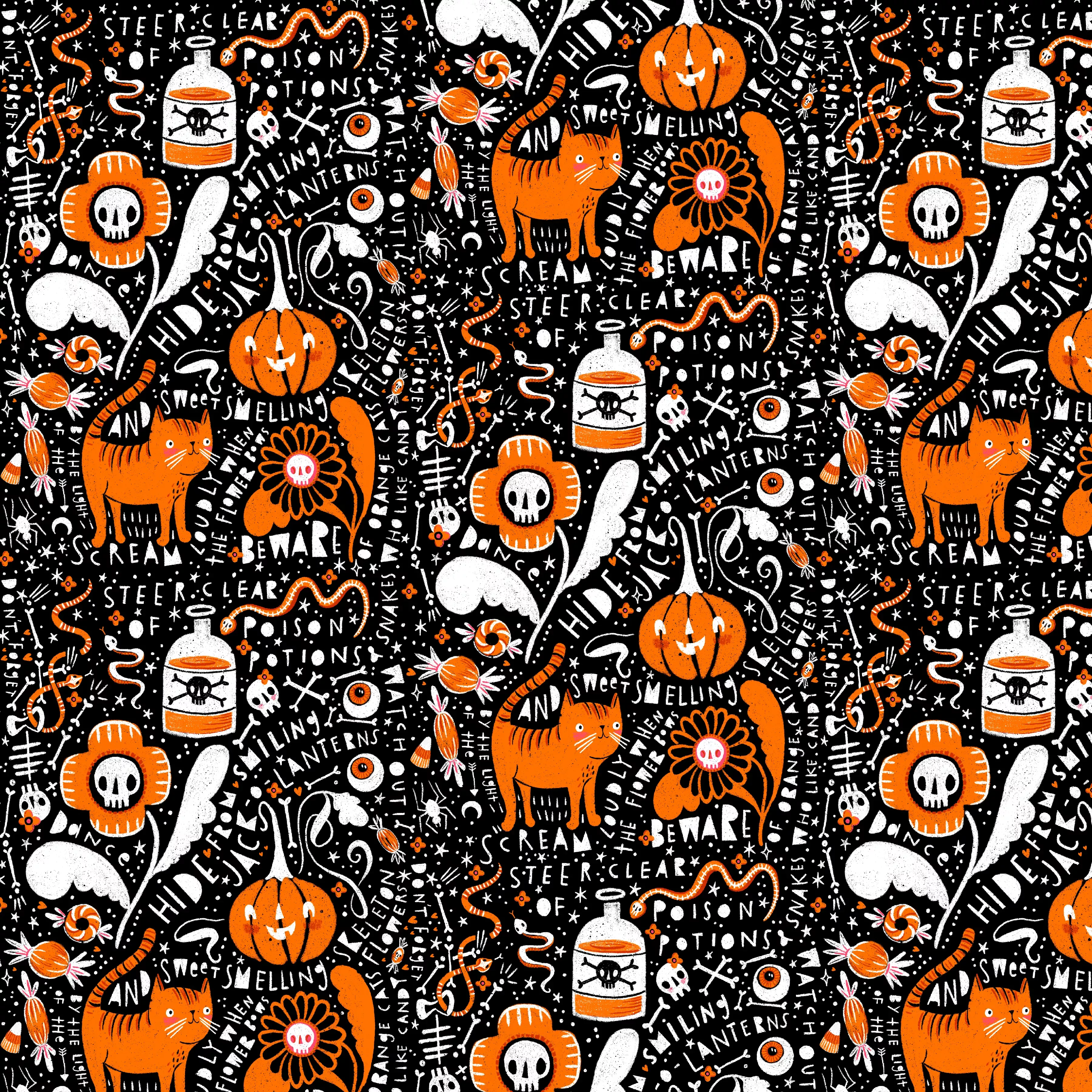 Witchy Ways | Graffiti - Black by Cori Dantini for FreeSpirit Fabrics | PWCD142.XBLACK