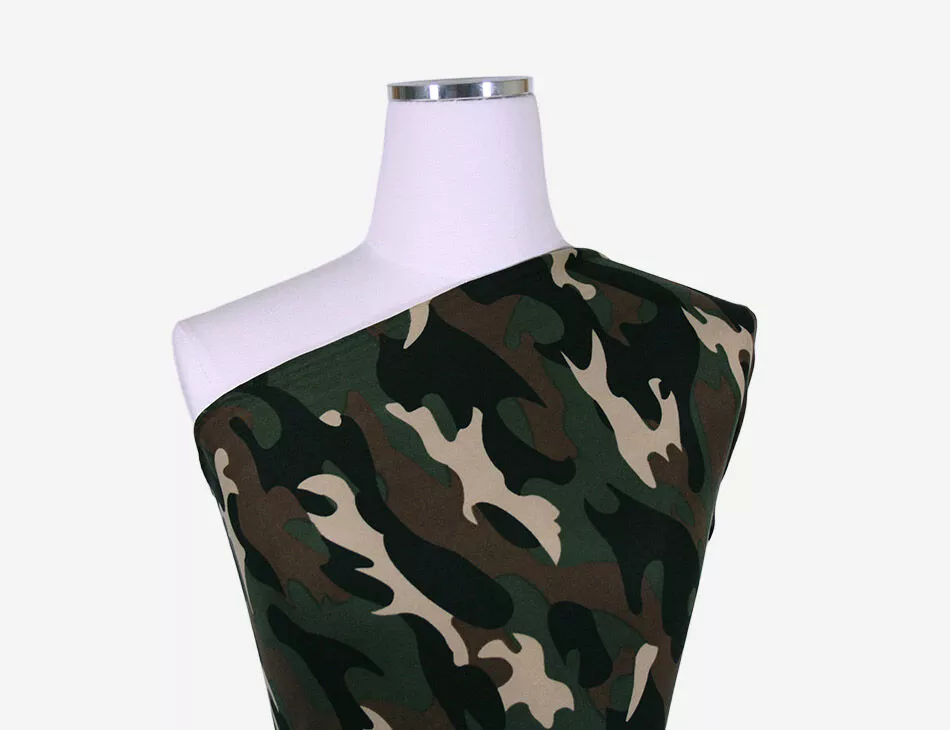 Woodland Camo Double Brushed Knit