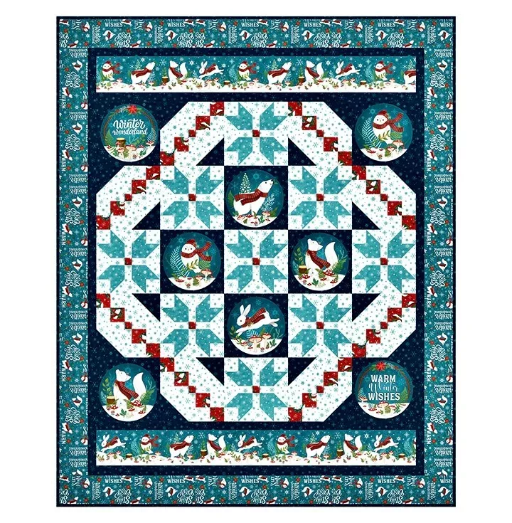 Woodland Wishes | Winter Globes Quilt Pattern by Bound To Be Quilting | Oversized Throw/Twin |67" x 83"