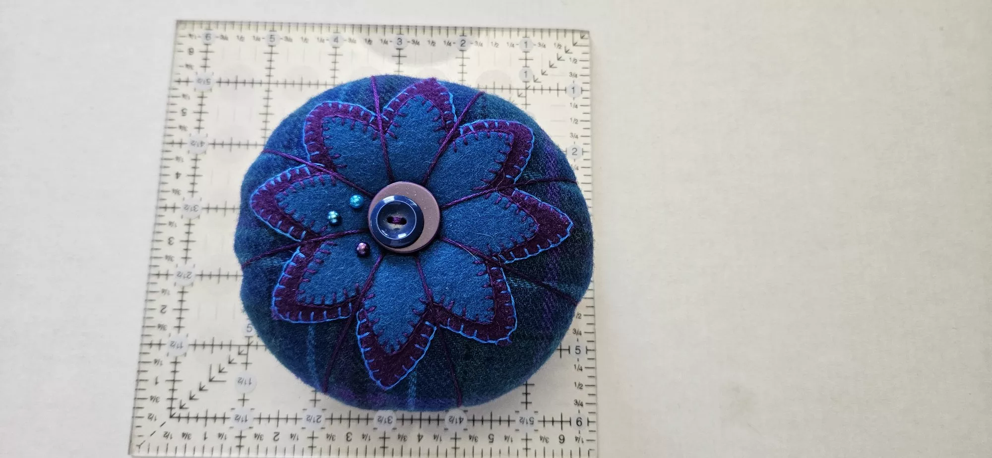 Wool Pin Cushion - Hand Made - Round