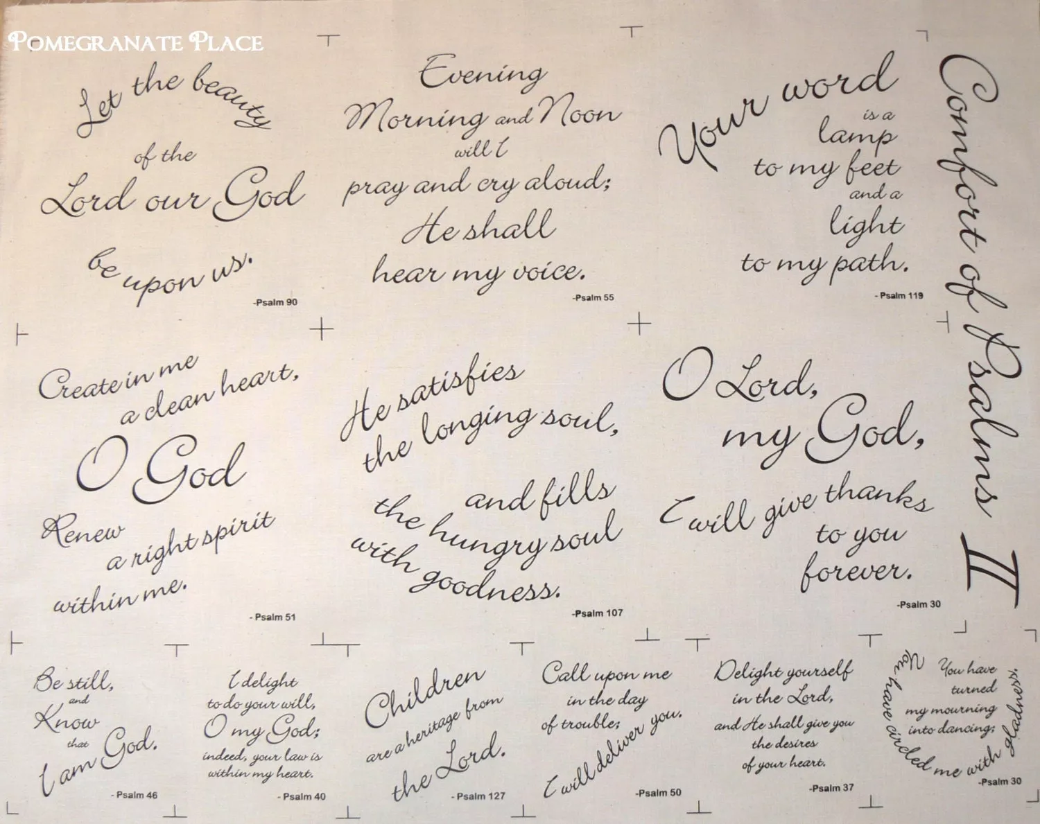 Words of Comfort in NATURAL ...Scripture panel for quilting by Block Party Studio