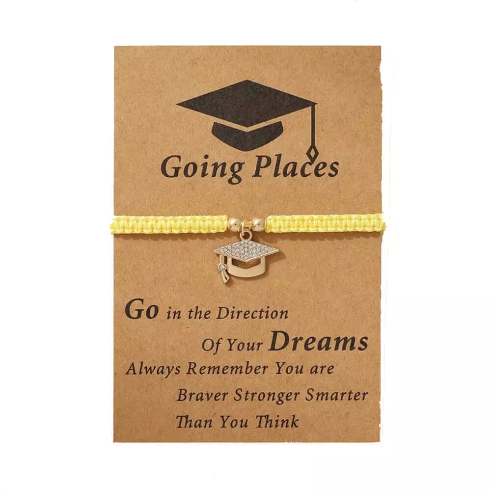 Yellow – Going Places Graduation Card with Charm Bracelet