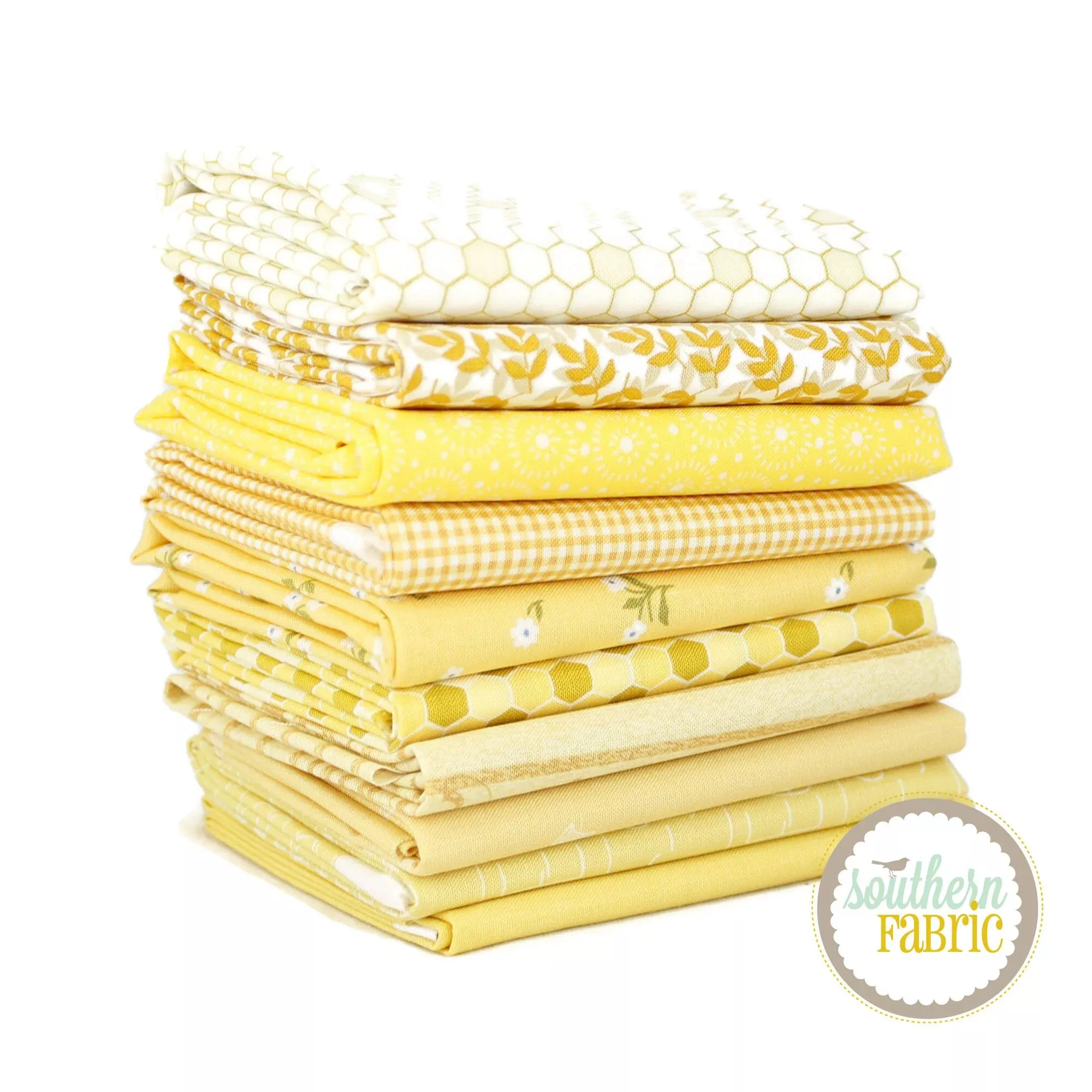 Yellow - Half Yard Bundle (10 pcs) by Mixed Designers for Southern Fabric