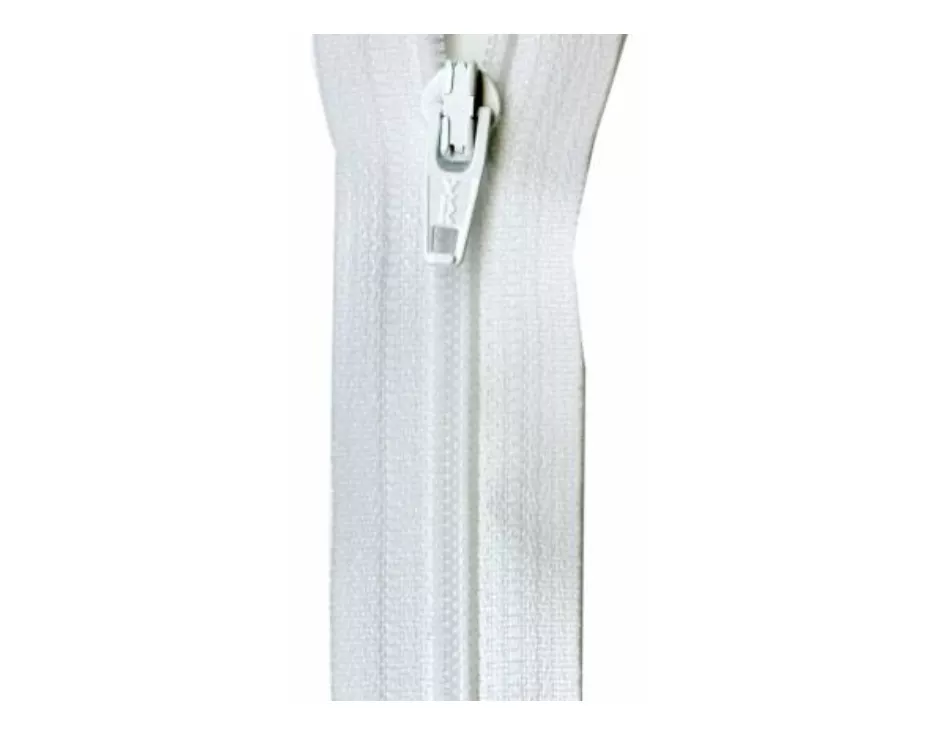 YKK White Coil Zipper 14"