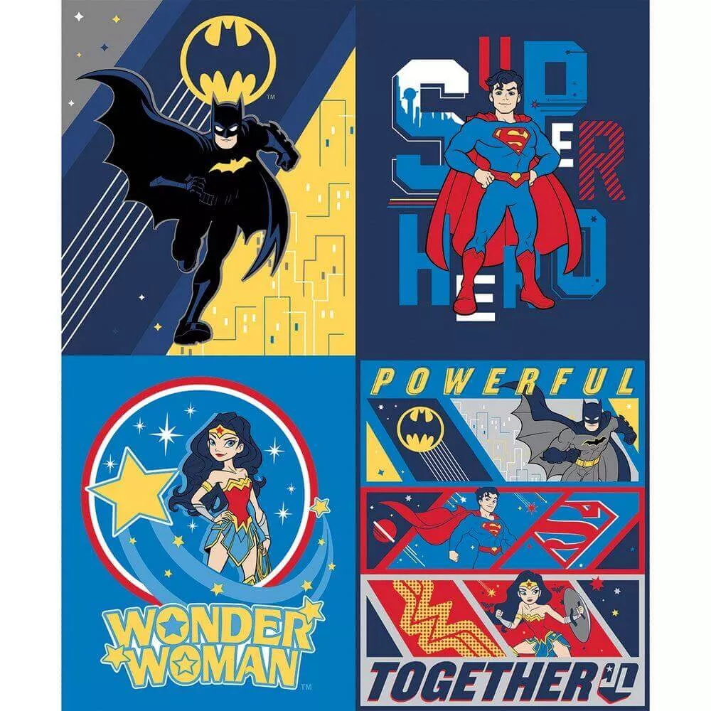 Young DC 44/45″ 100% Cotton Justice League Powerful Together Panel