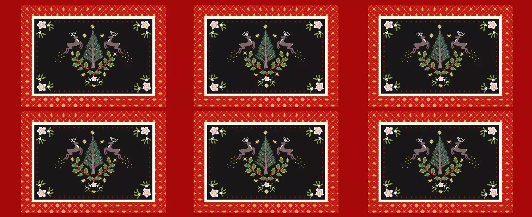 Yuletide | Placemat Panel with Gold Metallic by Lewis & Irene | C97