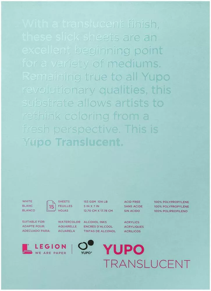 Yupo Paper 5″X7″ 15 Sheets/Pkg-Translucent 104lb